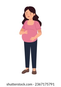 months pregnant character illustration isolated