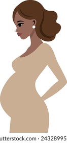 Months pregnant woman side view illustration isolated