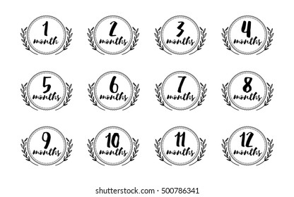 Months stickers set 