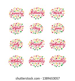 Months text. Lettering typography. Vector illustration as poster, postcard, greeting card, invitation template. Concept September advertising