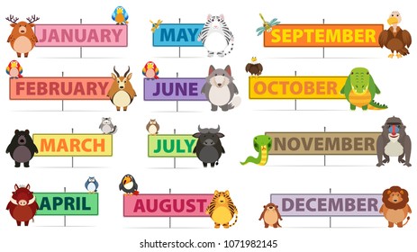 Months of a Year Banner illustration