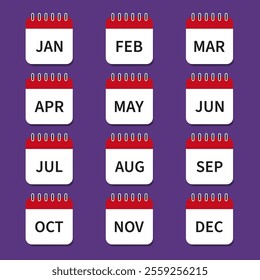 Months of the year calendar icons vector