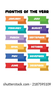 Months Of The Year Educational Wall Art Poster, Classroom Posters, Homeschool Printables, Educational Poster, Playroom Poster