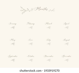 Months Year Font Floral Vector Font Typography