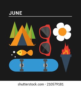 Months of the year: June. Vector illustration for calendar  