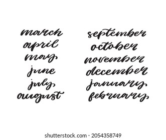 months of the year lettering calligraphy