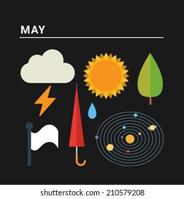 Months of the year: May. Vector illustration for calendar 