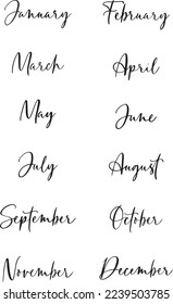 Months of the year in modern calligraphy