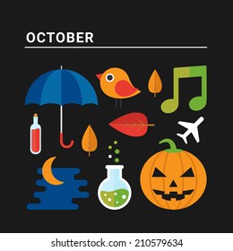 Months of the year: October. Vector illustration for calendar 
