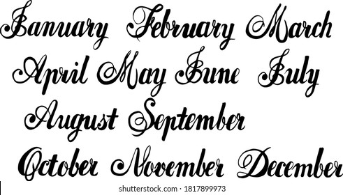 Months of the Year Set lettering