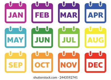 Months of year in the yearly calendar, date and time calendar