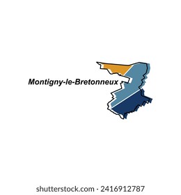 Montigny le Bretonneux Karte. Vektorplan der französischen Hauptstadt Country bunter Design, Illustrationsdesign-Vorlage auf weißem Hintergrund