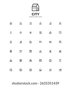 montone simple line icon set