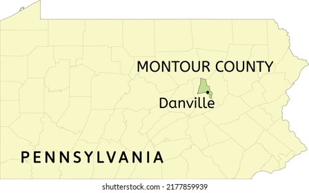 Montour County and borough of Danville location on Pennsylvania state map