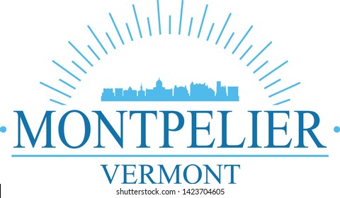 Montpelier Vermont. Banner Design. City Skyline. Silhouette Vector. Famous Monuments.