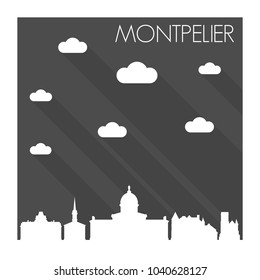 Montpelier Vermont Skyline City Flat Silhouette Design Background