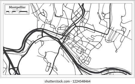 Montpelier Vermont USA City Map in Retro Style. Outline Map. Vector Illustration.