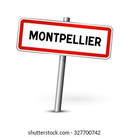 Montpellier Francia - señalización de la carretera de la ciudad - tablero de anuncios