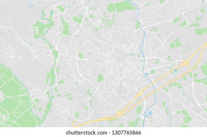 Montpellier, France, printable map, designed as a high quality background for high contrast icons and information in the foreground.