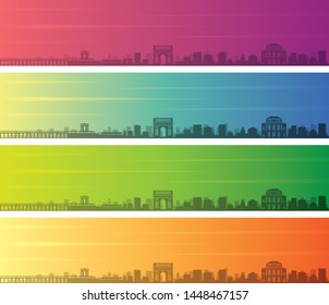 Montpellier Multiple Color Gradient Skyline Banner