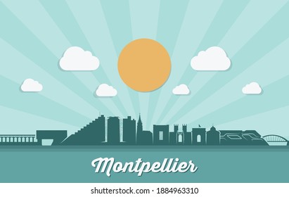 Montpellier skyline, France cityscape - vector illustration