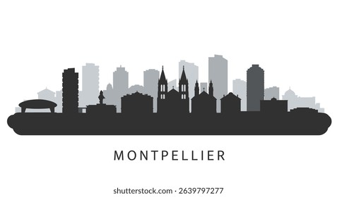 Montpellier Skyline Silhouette France Cityscape.