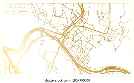 Montpellier USA City Map in Retro Style in Golden Color. Outline Map. Vector Illustration.