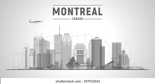 Montreal (Canada)  city lines skyline.. Vector Illustration. Business travel and tourism concept with modern buildings. Image for presentation, banner, placard and web site