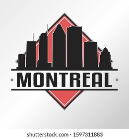 Montreal Canada Skyline Logo. Adventure Landscape Design. Vector Illustration Cut File.