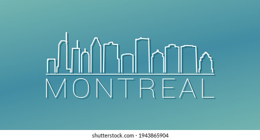 Montreal, QC, Canada Skyline Linear Design. Flat City Illustration Minimal Clip Art. Background Gradient Travel Vector Icon.