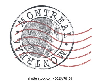 Montreal, QC, Canada Stamp Map Postal. Silhouette Seal Roads and Streets. Passport Round Design. Vector Icon. Design Retro Travel National Symbol.