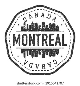 Montreal, QC, Canada Stamp Skyline Postmark. Silhouette Postal Passport. City Round Vector Icon. Vintage Postage Design.