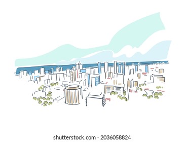 Montreal Quebec Canada Vektorgrafik Städtegrafik Linie Kunst bunten Aquarell Stil