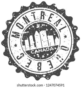 Montreal Quebec. Travel Stamp. Icon City. Design Tourism. Export Seal.