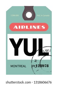 Montreal realistically looking airport luggage tag