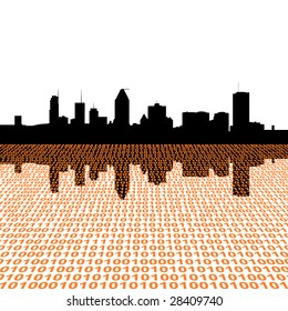 Montreal skyline with binary perspective foreground