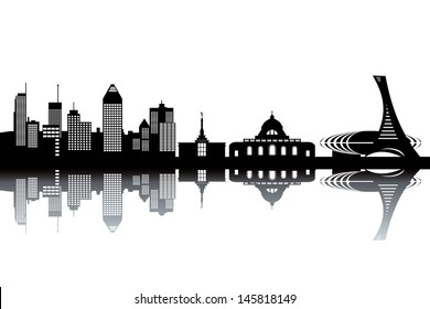 Montreal skyline - black and white vector illustration