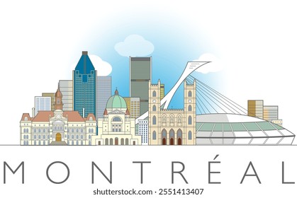 Montreal skyline cityscape vector illustration in colour