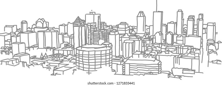 Montreal Skyline Doodled - A Québécois Canada