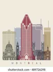 Montreal skyline poster in editable vector file