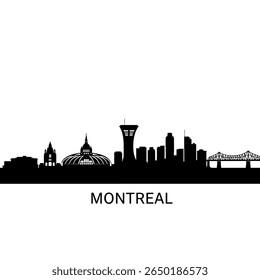 Montreal Skyline Silhouette with Cityscape, and Canada.