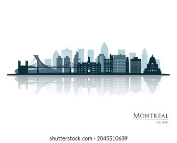 Silueta de perfil de Montreal con reflexión. Paisaje en Montreal, Quebec. Ilustración vectorial.