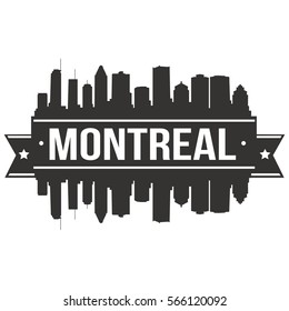 Montreal Skyline Stamp Silhouette. Reflection Landscape City Design. Vector Cityscape Icon.  