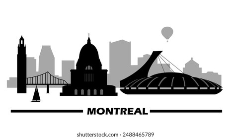 Montreal skyline travel poster. Vector art graphic illustration