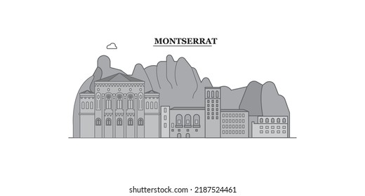 Montserrat city skyline isolated vector illustration, icons