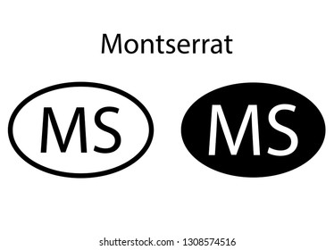 Montserrat country code icon.  Iso code country domain name.   MS - Montserrat abbreviated. vector
