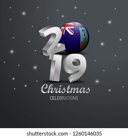 Montserrat Flag 2019 Merry Christmas Typography. New Year Abstract Celebration background