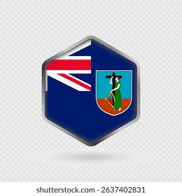 Montserrat Flag Icon in Hexagon Shape.