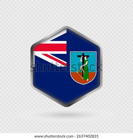 Montserrat Flag Icon in Hexagon Shape.