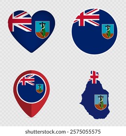 Montserrat Flag Icons Pack. Vector illustration.